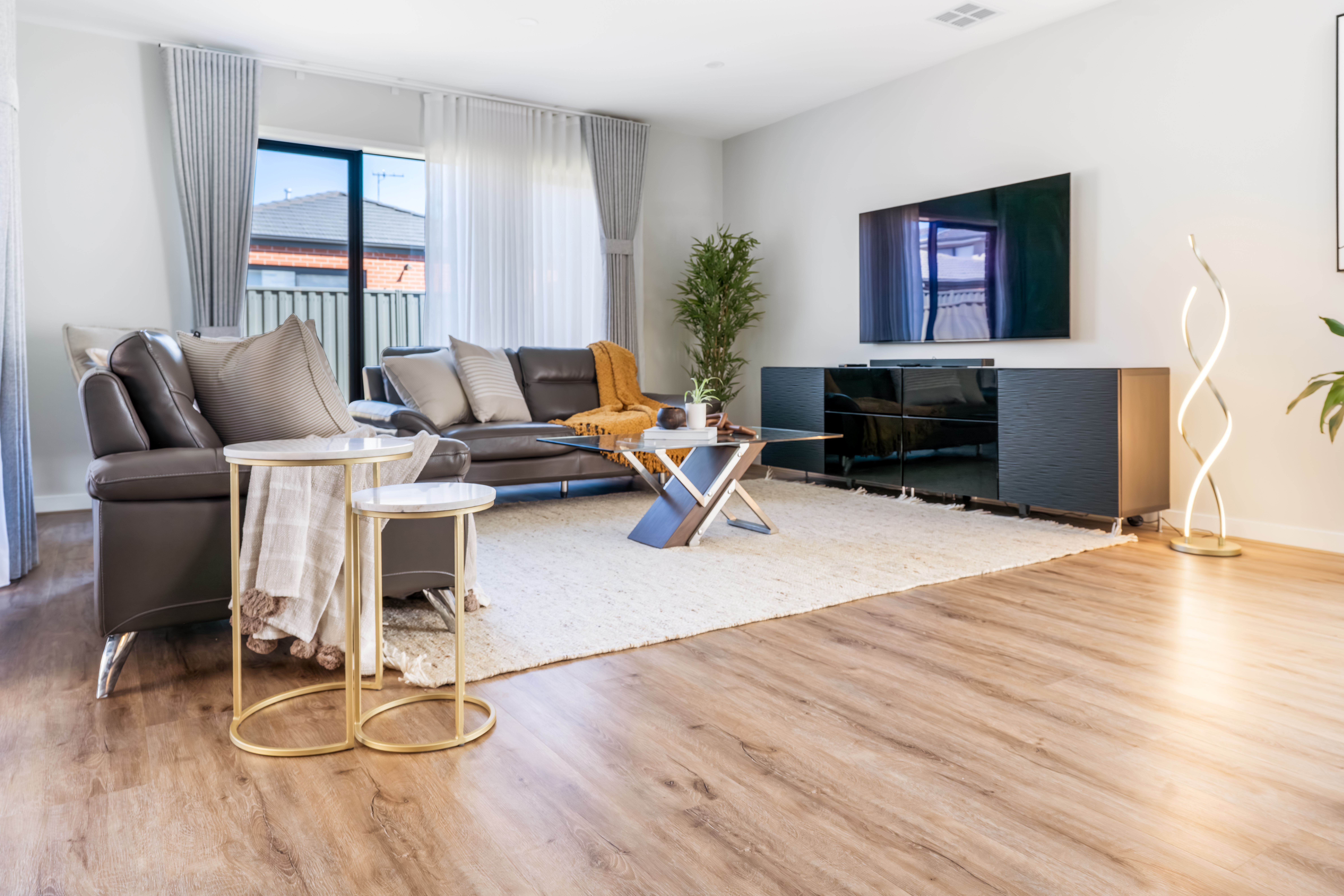 Organic modern room featuring plants and soft neutral colors